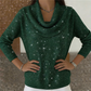 Sparkle Cowl Neck långärmad topp🎁Köp 2 och få fri frakt