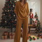 Bästsäljare 👚 Cowlneck-topp & byxor i set – avslappnad passform & elegans för vardag och hem
