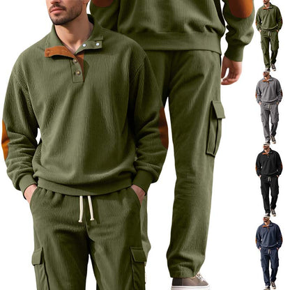 Trendig tröja och cargobyxor för herr, 2-delat set🎁Köp 2 och få fri frakt🔥