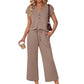 🔥🎁Nyhet 50 % RABATT🔥Short Sleeve Top and Wide Leg Pants Outfit