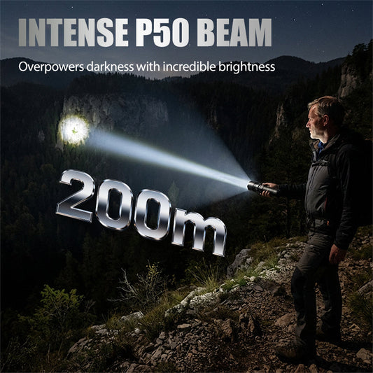 Opladdbar P50 LED-zaklampa med justerbar zoom – Superljus & opladdbar, redo för äventyr!！