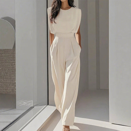 👗🌸 Bekväm jumpsuit med vida ben och midjepartiet