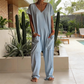 🌸 Avslappnad jumpsuit med V-ringning och djupa fickor