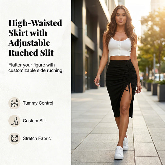 👗🔥 Högmidjad bodycon-kjol med dragsko och slits