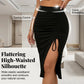 👗🔥 Högmidjad bodycon-kjol med dragsko och slits