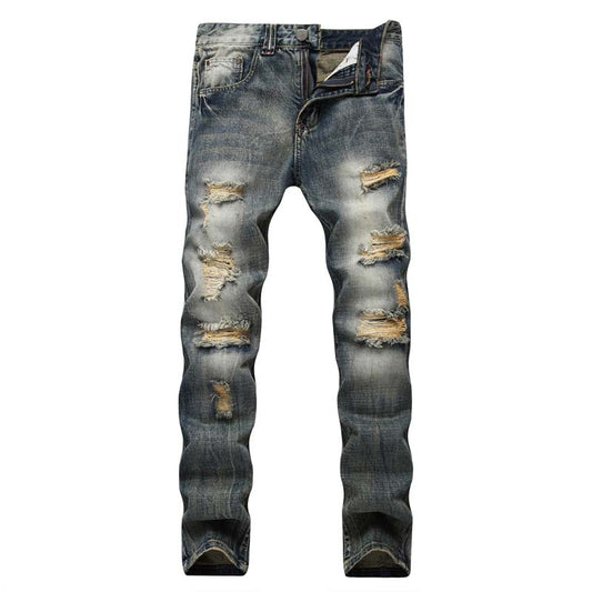 👖🔥 Bekväma slim straight jeans med ripped effekt