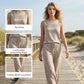 👗👖 Elegant ärmlöst set med vida ben och dragsko
