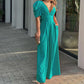 ✨ Djup V-ringad hög midja vida ben jumpsuit