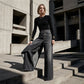 👖 50% RABATT NU! 🌀 Asymmetrisk Wrap Denim Kjolbyxor – Högmidjad, Vida Ben & Dekorativ Knapprad ✨