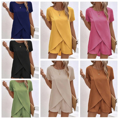 👚🩳 Avslappnat tvådelat set med asymmetrisk topp