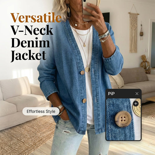 Klassisk jeansjacka med knappar fram för dam
