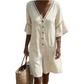 Sommerjumpsuit for damer med V-hals og klokkeformede ermer
