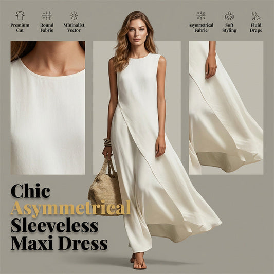 Elegant asymmetrisk ärmlös maxiklänning