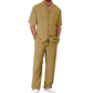 👔✨ Herr Kortärmad Set – Skjorta & Byxor, Camp Krage & Ledig Passform – Andningsbar Polyester & Enfärgad 🌴