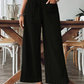 👖🌿 Dam Casual Enfärgad Löstsittande Byxor – Hög Midja Wide Leg & Skrynklig Textur – Bekväma Lounge Byxor ✨