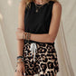 👕50 % RABATT! ✨ Set med linne och leopardmönstrade shorts för dam – avslappnat, djärvt, snyggt 🐆