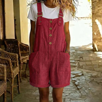 👖 50% RABATT NU!✨ Retro Enfärgad Overall – Justerbara Axelband, Stora Fickor & Avslappnad Passform – Sommar Casual Essential 🍂