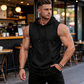 💪👕 Herr ärmlös träningshoodie med ficka