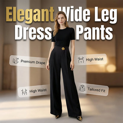 👖✨ Eleganta vida ben-byxor med hög midja och asymmetrisk knapp