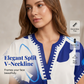 🌸👚 Chic blommig V-ringad topp med delad halsringning