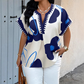 🌸👚 Chic blommig V-ringad topp med delad halsringning