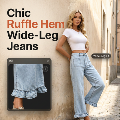 👖✨ Vida jeans med volangkant och hög midja