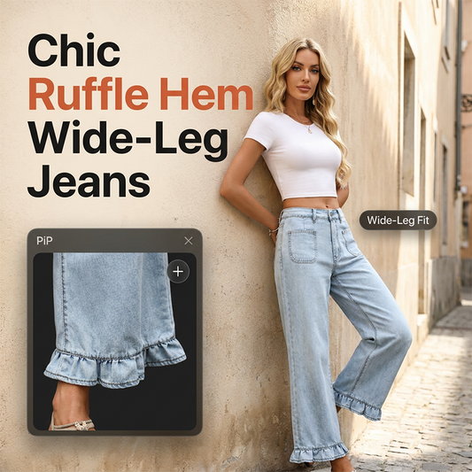 👖✨ Vida jeans med volangkant och hög midja