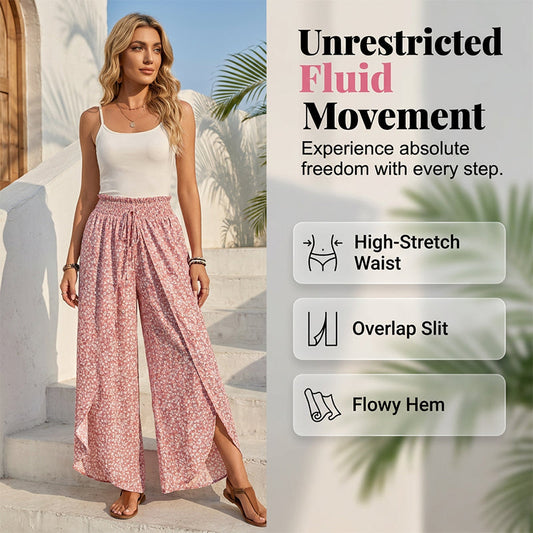 👖🌸 Somriga vida ben-byxor med sidosprund och resår