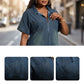 👗👖 Avslappnad halvzip denimklänning med fickor