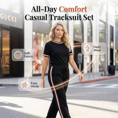 👕👖 Bekvämt kortärmat tracksuit set med dragsko
