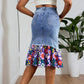 👗✨ Patchwork denimkjol med hög midja och volang