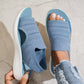 👡🌬️ Andningsbara stickade plattformssandaler med hälrem