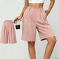 👖🌸 Plisserade shorts med hög midja och fickor
