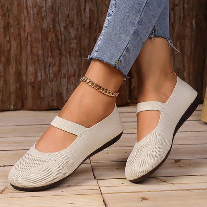 👟🌬️ Andningsbara stickade ballerinaskor med halkskydd