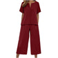 👗👖 Chic V-ringat loungeset med vida ben