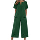 👗👖 Chic V-ringat loungeset med vida ben