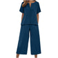 👗👖 Chic V-ringat loungeset med vida ben