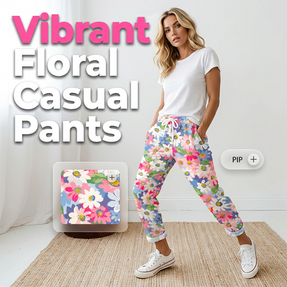 🌸 Damen byxor med floral design 🌿 Justerbar midja, bekväm passform & naturlig elegans ✨