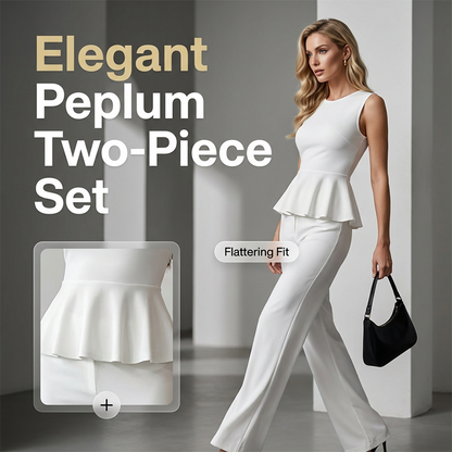 👗👖 Elegant peplum tvådelat set med vida ben