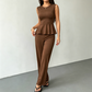 👗👖 Elegant peplum tvådelat set med vida ben