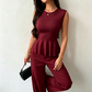 👗👖 Elegant peplum tvådelat set med vida ben