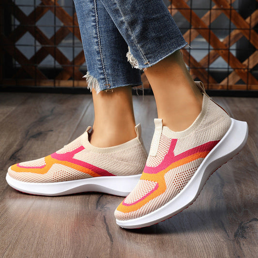 👟💨 Andningsbara lätta slip-on sneakers i färgblock