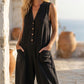 👗🌿 Avslappnad bomulls jumpsuit med V-hals och fickor
