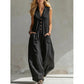 👗🌿 Avslappnad bomulls jumpsuit med V-hals och fickor