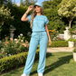 👗👖 Elegant avslappnat set med vida ben och dragsko