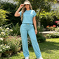 👗👖 Elegant avslappnat set med vida ben och dragsko