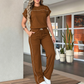 👗👖 Elegant avslappnat set med vida ben och dragsko