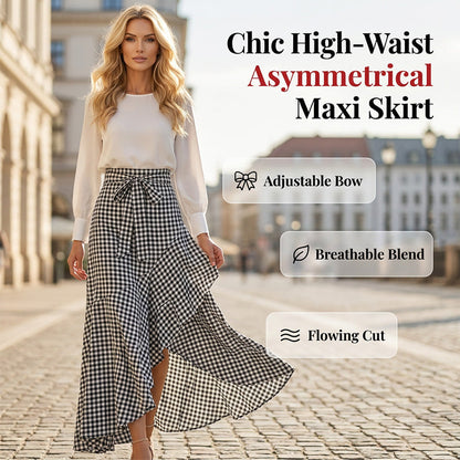 👗🎀 Asymmetrisk volang maxikjol med hög midja