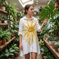 👗🌸 Elegant blommig skjortklänning med hög-lå fåll