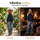 👗✨ Elegant halterneck tvådelat set med vida ben i chiffong